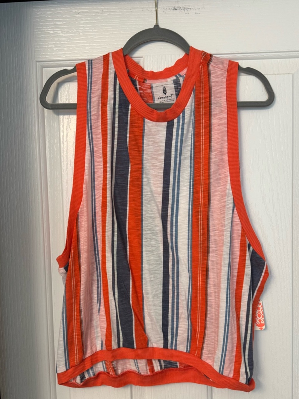 NWT Free People FP Movement- Love Printed Tank in Steph Stripe Hibiscus combo XL